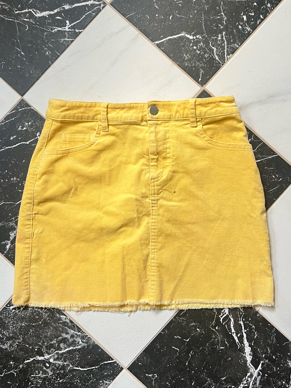 Forever 21 Yellow Corduroy Mini Skirt